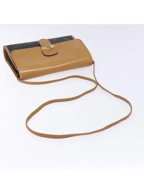 Authentic Christian Dior Honeycomb Canvas Shoulder Bag PVC Black Gold - Picture 14 of 16